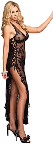 Arlyn Perez Sexy Women Sleepwear Lingerie Sheer Long Dress Underwear G-string