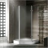 36 x 36 Frameless Neo-Angle Shower Enclosure with Base Finish: Brushed Nickel, Glass Type / Door Configuration: Frosted / Right Hinged Door