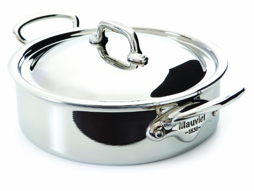 Mauviel M'Cook 5230.29 5.8-Quart Rondeau with Lid, Cast Stainless Steel Handle