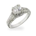 Vintage Style Brilliant Cut CZ Engagement Ring
