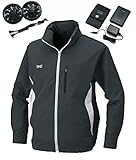 空調服 作業服 フード付き長袖スタッフジャンパー(バッテリー/ファンセット)《099-KU90522》 (LL, 69-チャコール)