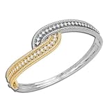 14K Two-Tone Gold Diamond Bangle Bracelet