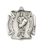 St. Florian Sterling Silver Medal with 24 Stainless Chain, Patron Saint of (Patronage) Fireman, Fire Fighters, against battles, against fire, Austria, barrel-makers, brewers, chimney sweeps, coopers, drowning, fire prevention, firefighters, floods, harvests, Linz Austria, Poland, soap-boilers