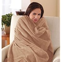 Sunbeam Microplush Throw Camelot Cuddler Heated Electric Warming Heating Blanket, Mushroom Beige
