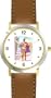 Pied Piper - Flute Player Musician - WATCHBUDDY� DELUXE TWO-TONE THEME WATCH - Arabic Numbers - Brown Leather Strap-Size-Large ( Men's Size or Jumbo Women's Size )