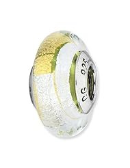 Sterling Silver Reflections Green/Silver/Gold Italian Murano Bead