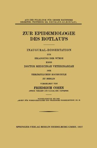 Zur Epidemiologie des Rotlaufs: Inaugural-Dissertation (German Edition)