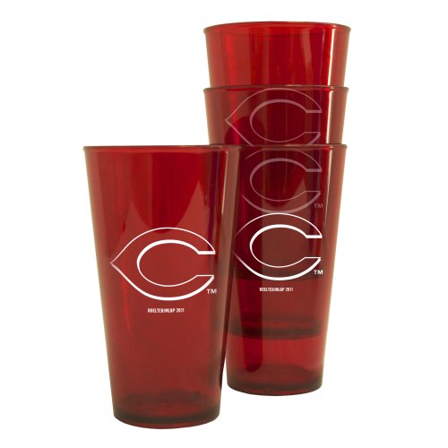 MLB Cincinnati Reds 16-Ounce Colored Plastic Pints (4 Pack)