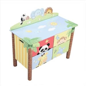Teamson Sunny Safari Toy Box - Green  Yellow
