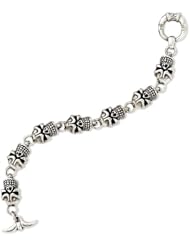 Sterling Silver Antiqued Skull Bracelet - 9 Inch