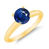 1/2 CT Blue Sapphire Solitaire Ring 14K Yellow Gold (Available In Sizes 5 - 10)