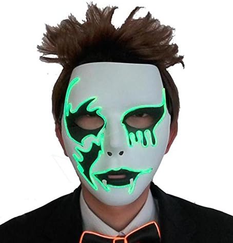 galaxyhkt cosplay EL Light Up dj dance Melbourne shuffle Halloween party mask (green)