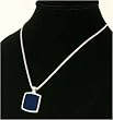 J-Steel by Fyn Studios (TM) Stainless-Steel & Blue Genuine Leather Pendant Necklace 843332001204