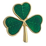 Gold Plated and Green Enamel Shamrock Brooch - Made in Ireland