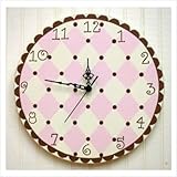 New Arrivals Harlequin Wall Clock, Pink/Chocolate