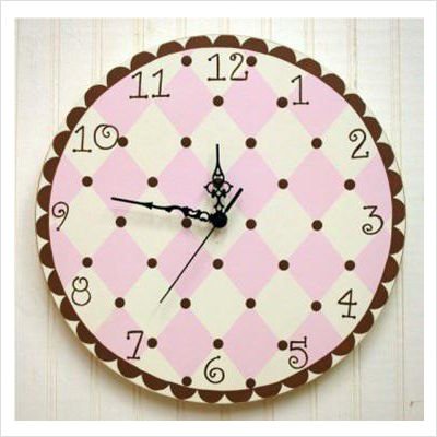 New Arrivals Harlequin Wall Clock, Pink/Chocolate