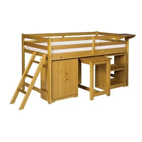 CABIN BED WITH DOUBLE CUPBOARD, BOOKCASE AND DESK FROM CENTURION PINE