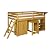 Cabin bed with double cupboard, bookcase and desk