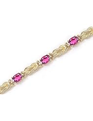 14K Yellow Gold Oval Pink Topaz Bracelet