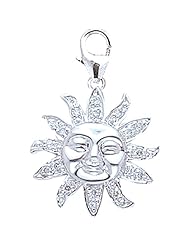 14K White Gold Diamond Sun Charm