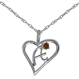 10k White Gold and Gemstone Choice A Initial Pendant, 17
