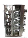 Stainless Steel & Glass Revolving Spice Rack with 16 Jars