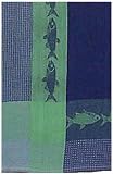 Waffle Weave 100% Cotton Navy Fish Dishtowel 18" X 28" Set / 6