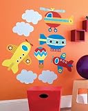 Wallies Airplanes Blimp Helicopter Clouds Big Mural
