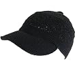 Cotton Mesh Knit Crochet Visor Ball Cap Hat Black