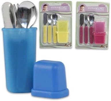 1 Random Color Set Baby Toddler Cutlery Set Untensils With Storage KNIFE SPOON FORK