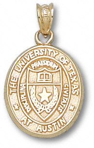Texas Longhorns Solid 10K Gold Seal Oval 5/8” Pendant