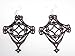 Wine Fretwork Wooden Earrings title=