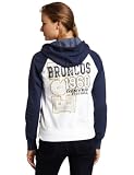 NFL Women's Denver Broncos Sport Princess Long Sleeve Raglan Full-Zip Fleece Hoodie By Majestic (White/Navy Heather, Medium)