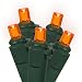 Set of 20 Battery Operated Orange LED Wide Angle Christmas Lights Green Wire