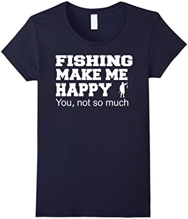 Women's Fishing Make Me Happy Large Navy