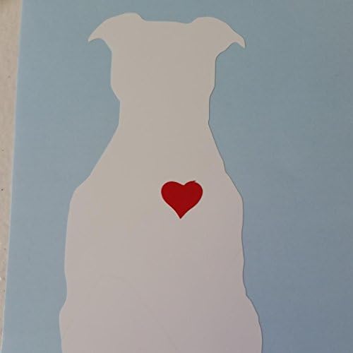 Aa-149 Pitbull Shape #2 with Red Heart Dog Decal Sticker Car Window White
