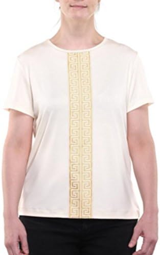 Women's Knit Greek Key Top Large Off-White