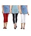 Rooliums Super Fine Cotton Lycra Capri Leggings Combo Pack of 3 (Red, Black and White) - FREE SIZE RS.499.00