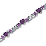 Alluring Design 5.50 carats total weight Heart & Round Shape Amethyst Gemstone Bracelet in Sterling Silver