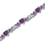 Alluring Design 5.50 carats total weight Heart & Round Shape Amethyst Gemstone Bracelet in Sterling Silver
