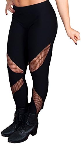 Funky Diva Women's Fishnet Insert Legging XL Black