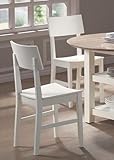 Set of 2 Casual Style White Wood Dining Chairs