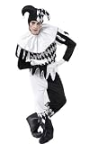 Harlequin Jester Black & White Male Fancy Dress Costume