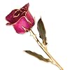 Long Stem Dipped 24k Gold Trim Lilac Pink Rose In Gold Gift Box