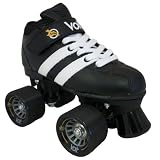 Riedell RW Volt Retro Look Black Boots with White Stripes and White Laces Mens Boys Ladies Womens Girls Kids Childrens Youth Quad Speed Beginner Roller Derby Recreational Skating Skates