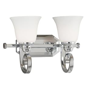 Kenroy Home 80252CH Strasbourg Two-Light Vanity Light with 6-Inch Shades by Kenroy Home