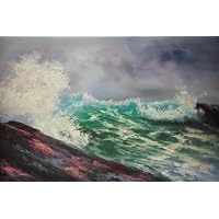 24X36 inch Seascape Hand-painted Art Oil Painting Billow