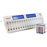 Tenergy TN438 16-Bay AA/AAA NIMH/NICD LCD Smart Battery Charger + 8pcs Tenergy Premium AA Rechargeable Batteries & 8pcs Tenergy Premium AAA Rechargeable Batteries