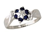 Sapphire Flower Ring 14k White gold
