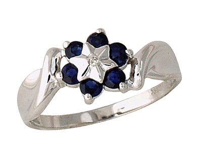 Sapphire Flower Ring 14k White gold